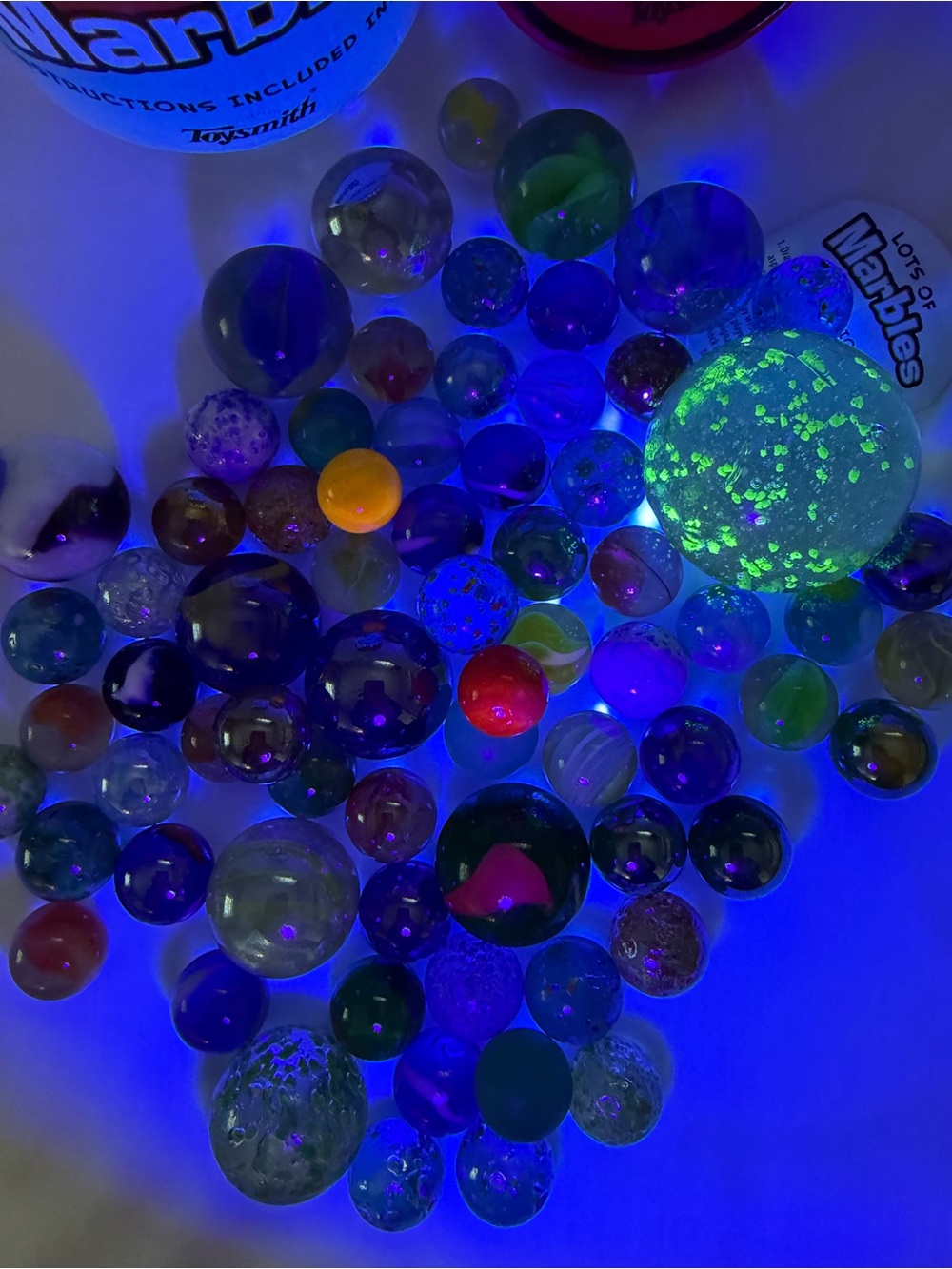 SMITH Glow Marbles Collection - Blue, Green, Red, Yellow Mix Lot of 70